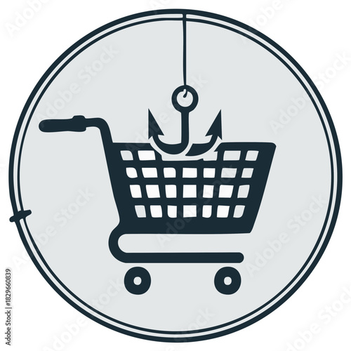 Shopping cart being hooked in a circle - online fraud concept
