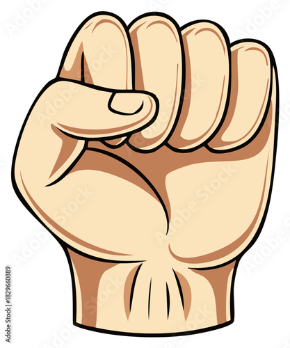 Strongly clenched fist showing power and determination in a bold illustration