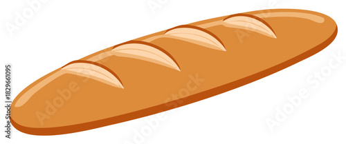 Delicious Golden Brown Baguette Bread Loaf Freshly Baked Vector Illustration