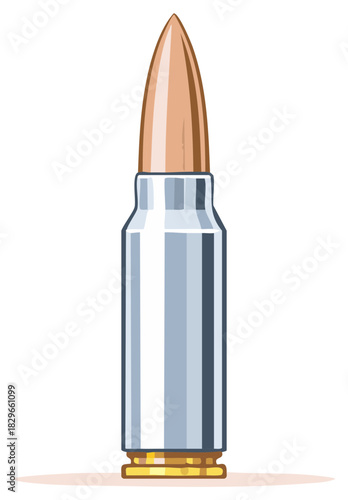 Illustration of Single Ammunition Cartridge Bullet Shell