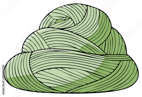 Illustration of Green Yarn Ball for Crafting Projects and Knitwear Designs