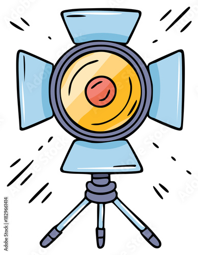 Cartoon stage lighting equipment with tripod and radiating beams