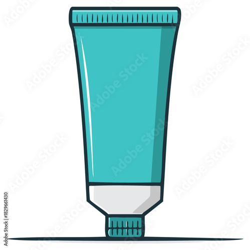 Teal Product Tube Illustration for Cosmetics Skincare or Pharmaceutical Packaging