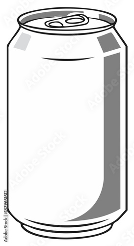 Illustration of a tall aluminum can with tab, blank label ready for designs, refreshments