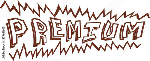 Premium text illustration brown lettering with jagged lines isolated on white