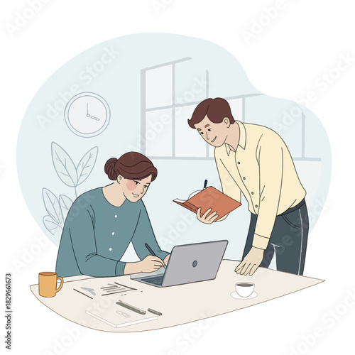 two businessmen working together