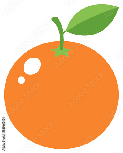 Orange fruit cartoon illustration, fresh and juicy with leaf.
