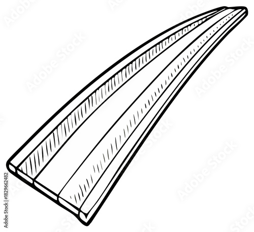 Hand drawn sketch illustration of a single stick of chewing gum candy