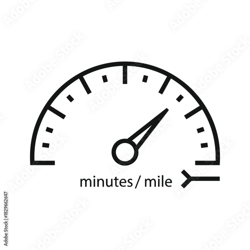 Pace gauge isolated on indicates minutes per mile for running