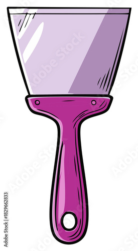 Illustration of a purple putty knife for home improvement or painting