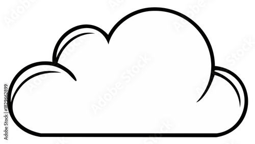 Monochrome cloud icon simple line art. Weather symbol or cloud computing graphic vector illustration.
