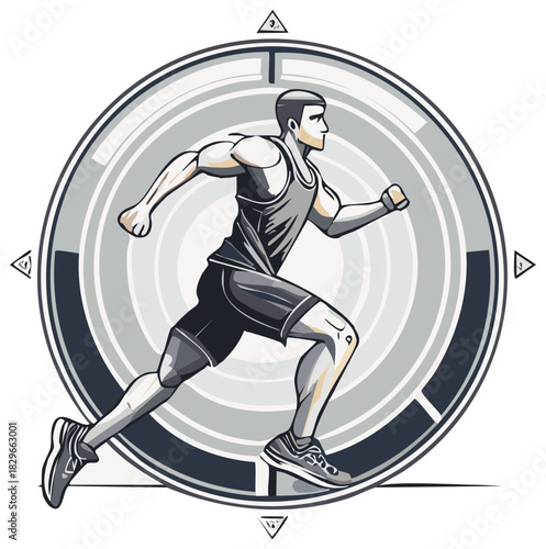 Man Running Icon Vector Illustration, Athlete in Motion, Workout Training