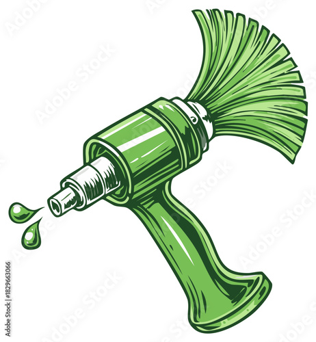 Green Paint Brush Tool Vector Illustration Decorative Artistic Art