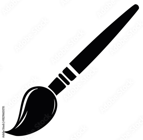 Black Paintbrush Icon Simple Art Tool Graphic Design Element Isolated