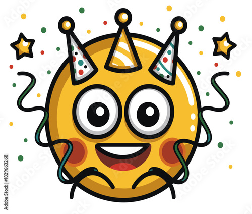 funny cartoon emojie new year party