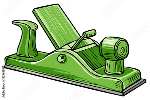Green Smoothing Plane Hand Tool in a Cartoon Style Illustration for Woodworking and Carpentry Projects