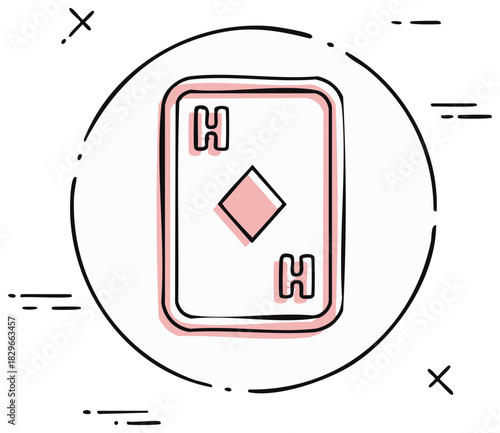 Charming hand drawn King of Diamonds playing card illustration for casino games and entertainment concepts