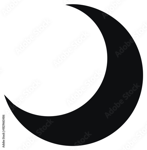 Graphic Illustration of a Crescent Moon in Deep Black Color