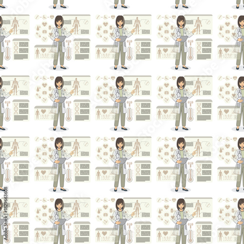 Future Health & Biotech icons pattern illustration
