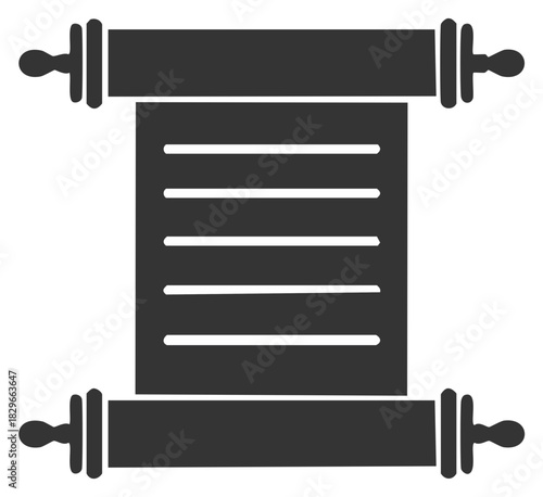 Ancient scroll illustration showing the written message with lines, representing tradition and antique look