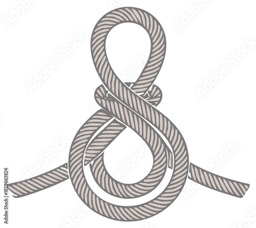 Rope Knot Figure Eight Loop for Climbing Boating Rescue Tying or Secure Connection
