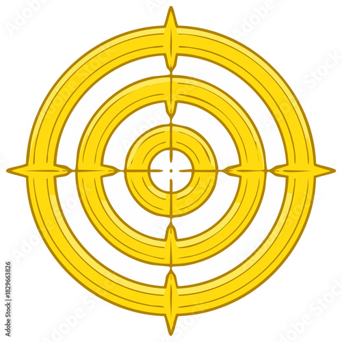 Gold Target Illustration of Aiming Accuracy with Rings and Crosshairs