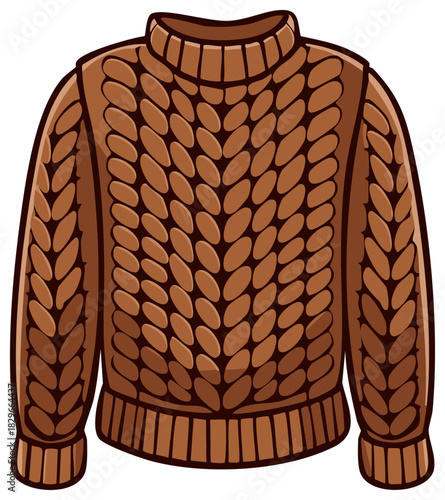 Cozy brown knitted sweater with a turtleneck illustration for fall and winter seasons
