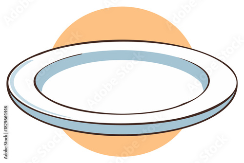 Simple clean empty white dinner plate cartoon vector illustration