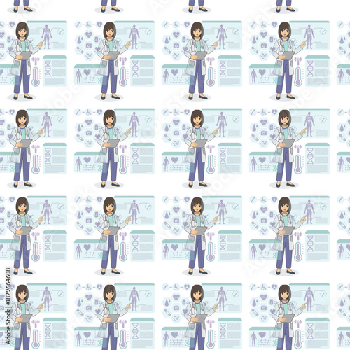 Future Health & Biotech icons pattern illustration
