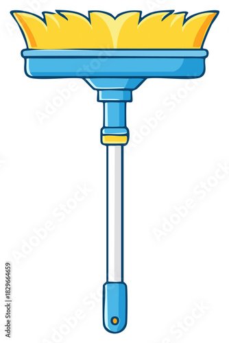 Cartoon Yellow Duster with Blue Handle for Cleaning and Housekeeping Chores