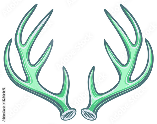 Stylized Green Antlers Illustration