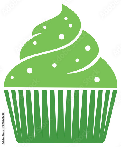 Green Cupcake Vector Graphic with Sprinkles Perfect for Dessert Designs