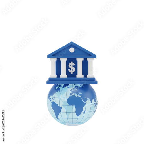 Global banking institution with dollar sign on a stylized earth globe