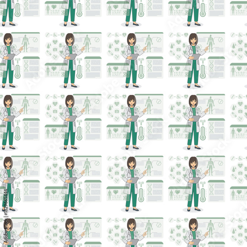 Future Health & Biotech icons pattern illustration

