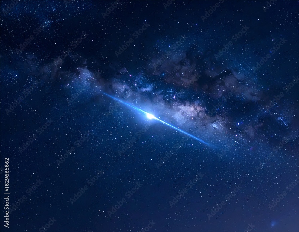 Fototapeta premium A stunning dark blue night sky filled with the Milky Way and a bright celestial body