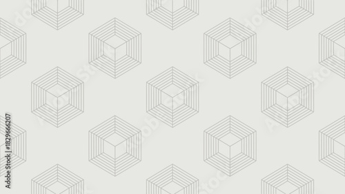 Repeating pattern of wireframe cubes in a grid arrangement on a light background creating a subtle texture