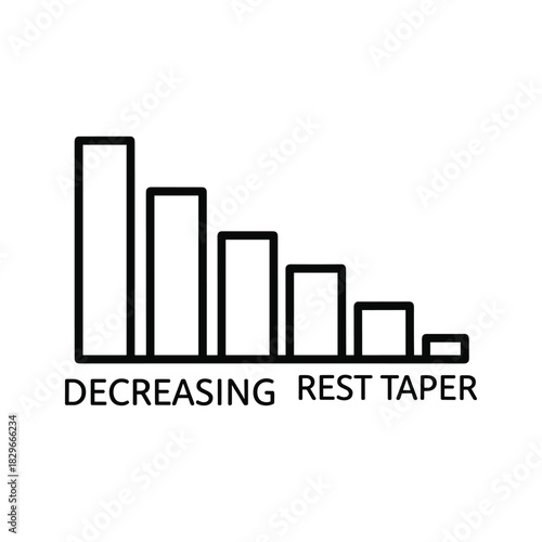 Decreasing rest taper diagram isolated on showing a bar chart