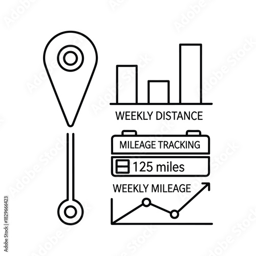 Mileage tracking app showing weekly distance isolated on