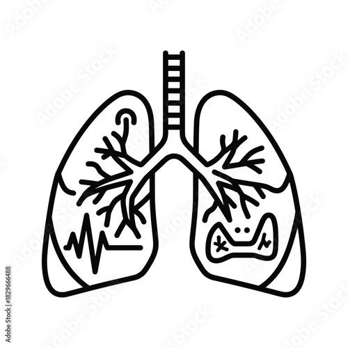 Lungs with gaming controller and fishing hook isolated on