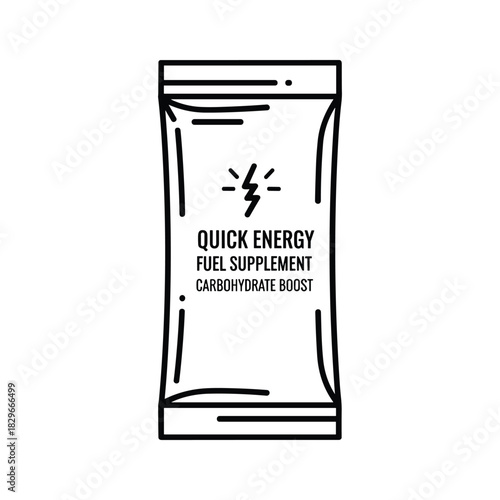 Quick energy fuel supplement sachet isolated on, carbohydrate boost
