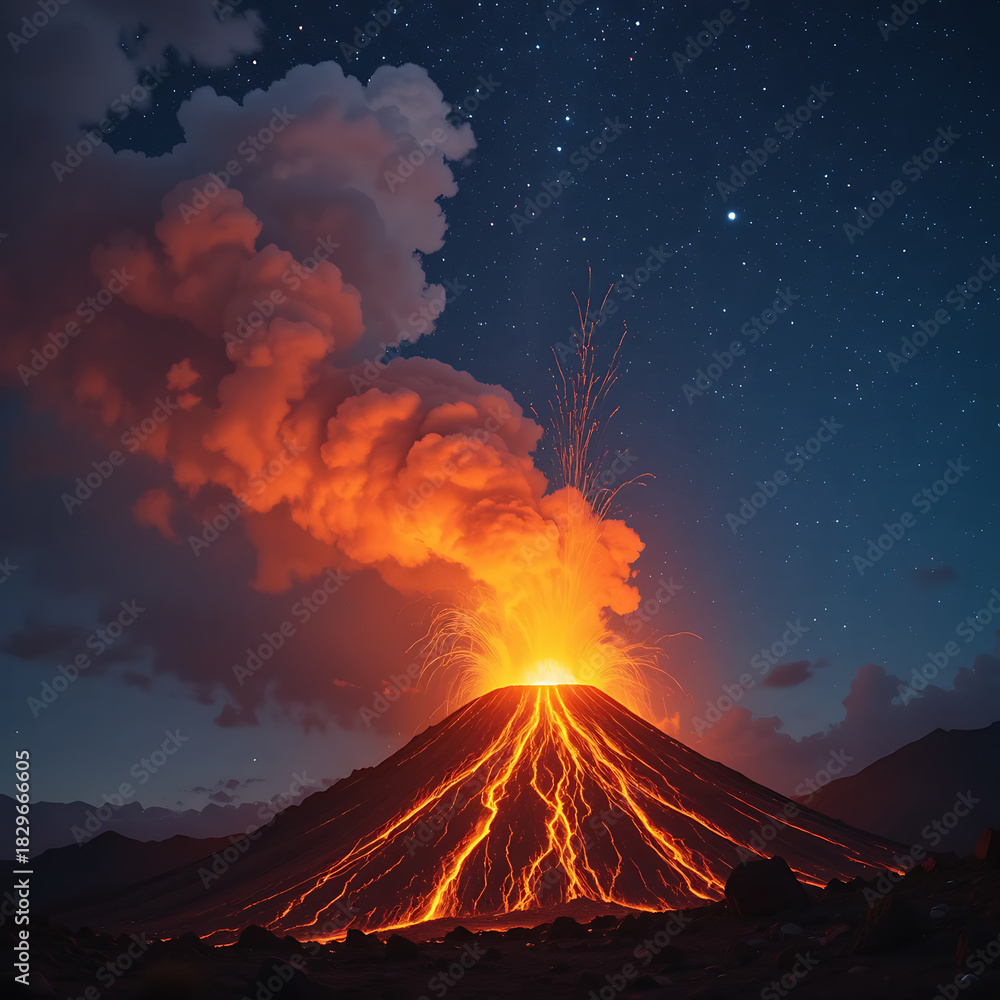 Fototapeta premium volcano in the night