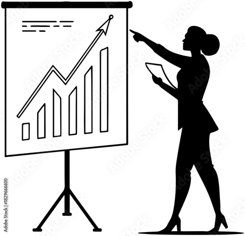 Person Presenting Growth Chart on Board – Vector Illustration