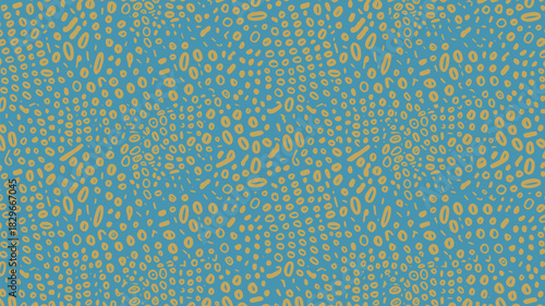 A seamless pattern of yellow oval shapes scattered on a light blue background creating a dense texture