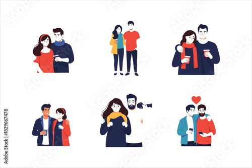 Set of couple illustration icon for romance and relationship