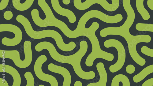 Abstract background with green amoeba shapes on a dark gray backdrop creating a seamless pattern