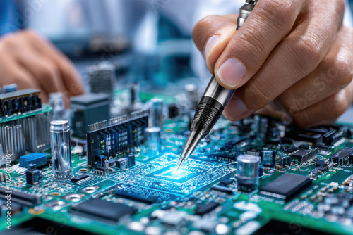 Technician Repairing Electronic Circuit Board