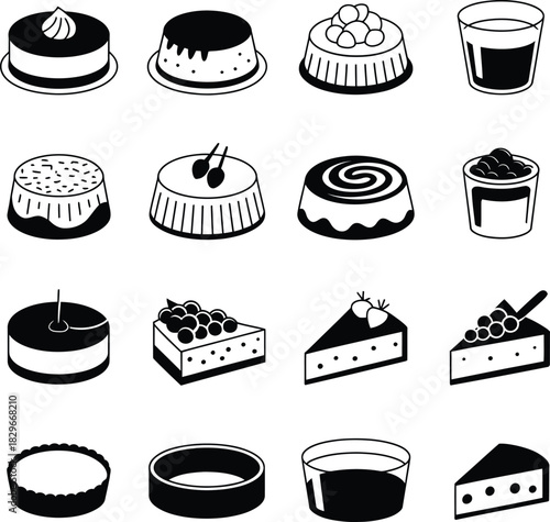 Dessert Sweets and Cake Portion Icons