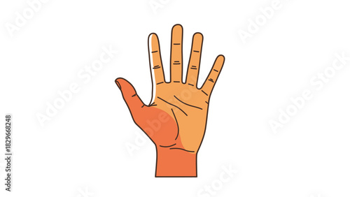 An illustration of an open human hand with fingers spread, palm facing forward, on a white background.
