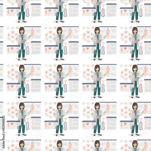 Future Health & Biotech icons pattern illustration
