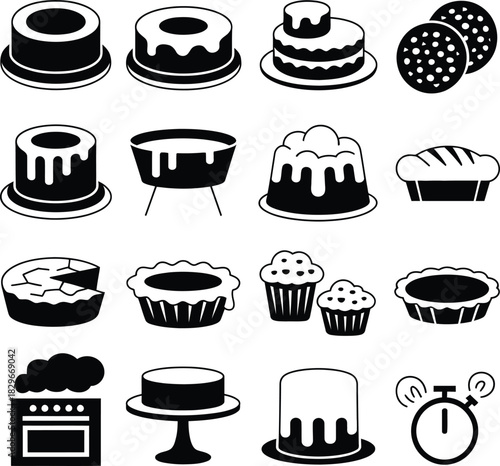 Baking Process and Oven Timer Icons